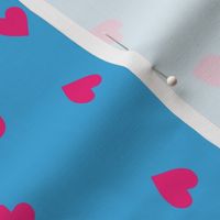 m - Hot Pink Hearts on Light Blue