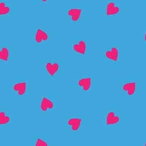 m - Hot Pink Hearts on Light Blue