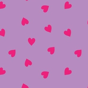 m - Hot Pink Hearts on Lavender