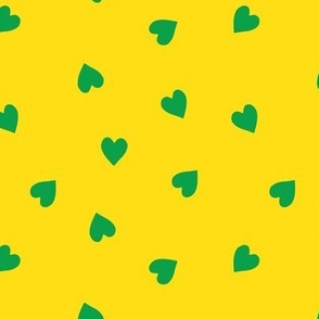 m - Green Hearts on Yellow