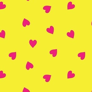 m - Hot Pink Hearts on Yellow