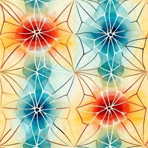  Aquatic Web - Watercolor Symphony Fabric Design 