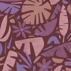 Night in the Jungle - Tiki Leaves in Muted Shades / Large