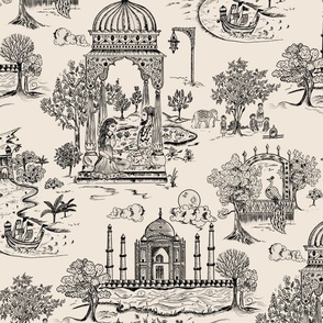 Agra Toile/Large in classic black and white 
