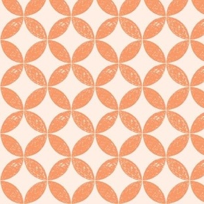 twinkle-retro 60's overlapping circles in peach orange on beige