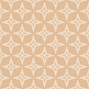 Small scale caramel taupe beige cream neutral four point geometric elegant Christmas star for pretty wallpaper, duvet covers, sheets, tablecloth, nondirectional, multi directional, curtains, and soft furnishings