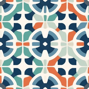 Scandinavian Geometric Bliss - Modern Tile Fabric  