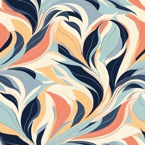 Retro Marbled Elegance - Swirling Waves Fabric Design  