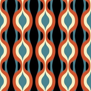 Mid-Century Ripple - Retro Hourglass Fabric Design  
