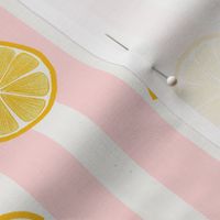 Citrus Yellow Lemons Pink White Stripes