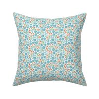 Smaller Summer Whimsy Floral Garden Playful Blue Flowers and Tan Hearts