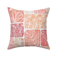peach fuzz greenhouse large - stylized garden white handwritten - pantone color of the year 2024 - abstract watercolor botanical wallpaper