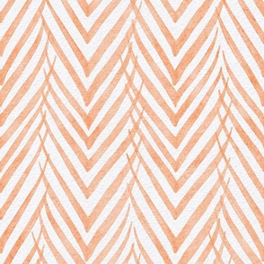 peach fuzz palm leaf stripe - pantone color of the year 2024 - botanical chevron - watercolor peach herringbone - modern botanical wallpaper