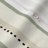 Rustic French Linen Vertical Stripes Green Beige