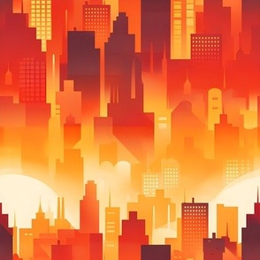 Red & Orange Cityscape - medium