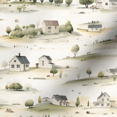 Farmhouse Countryside Scene - medium