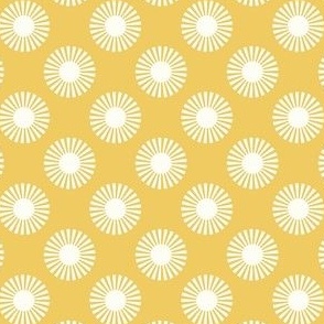 Smaller Bold Sunshine Medallions Natural on Daisy Yellow