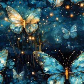 Blue & Gold Butterflies - medium