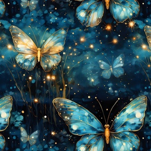 Blue & Gold Butterflies - large