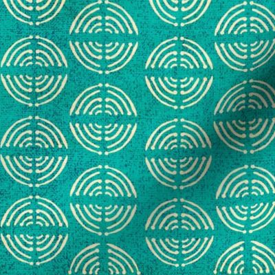 Mid-Century Concentric Circles Teal Blue