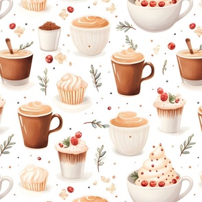 Coffee & Cupcakes on White - large