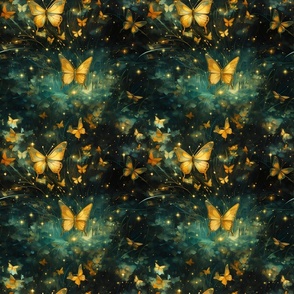 Watercolor Gold Butterflies - medium
