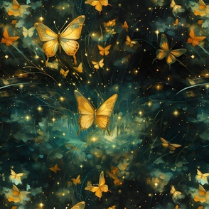 Watercolor Gold Butterflies - large