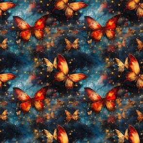 Magical Watercolor Butterflies on Blue - medium