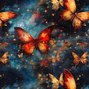 Magical Watercolor Butterflies on Blue - large