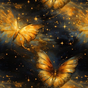 Magical Gold Butterflies on Black - large