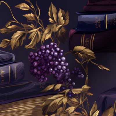 Purple Books & Grapes - large