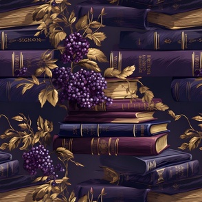 Purple Books & Grapes - large