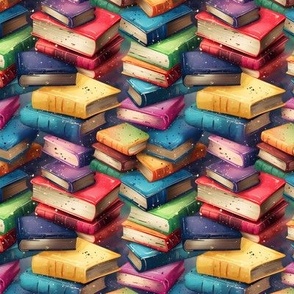 Rainbow Stacks of Books - small