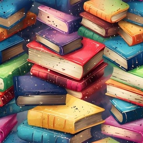 Rainbow Stacks of Books - medium