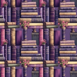 Purple Stacks of Books - medium