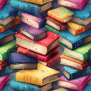 Rainbow Stacks of Books - large