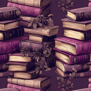 Purple Stacks of Books - large