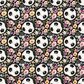 Soccer Floral on Black 6 inch