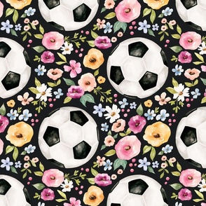 Soccer Floral on Black 12 inch