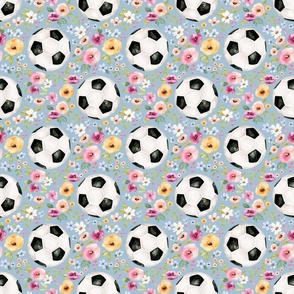 Soccer Ball with Spring Flowers on Blue 6 inch