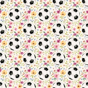 Soccer Ball Watercolor Floral on Cream 6 inch