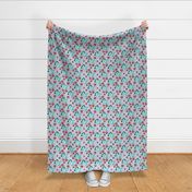 Large Scale Sassy Housewives Sarcasm Is My Love Language Pink and Red Floral on Blue