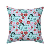 Large Scale Sassy Housewives Sarcasm Is My Love Language Pink and Red Floral on Blue