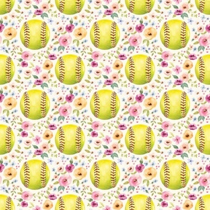 Softball Floral on Cream 6 inch