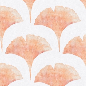 peach fuzz watercolor ginkgo leaf - pantone color of the year 2024 - watercolor peach botanical scallop