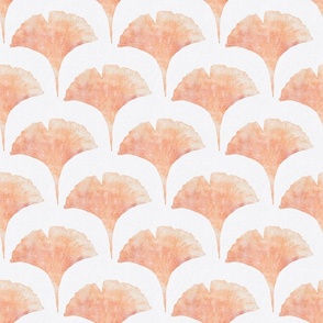 peach fuzz watercolor ginkgo leaf small - pantone color of the year 2024 - watercolor peach botanical scallop