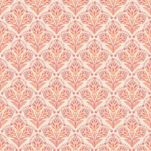 Crane flight damask in peach medium - 4.5”