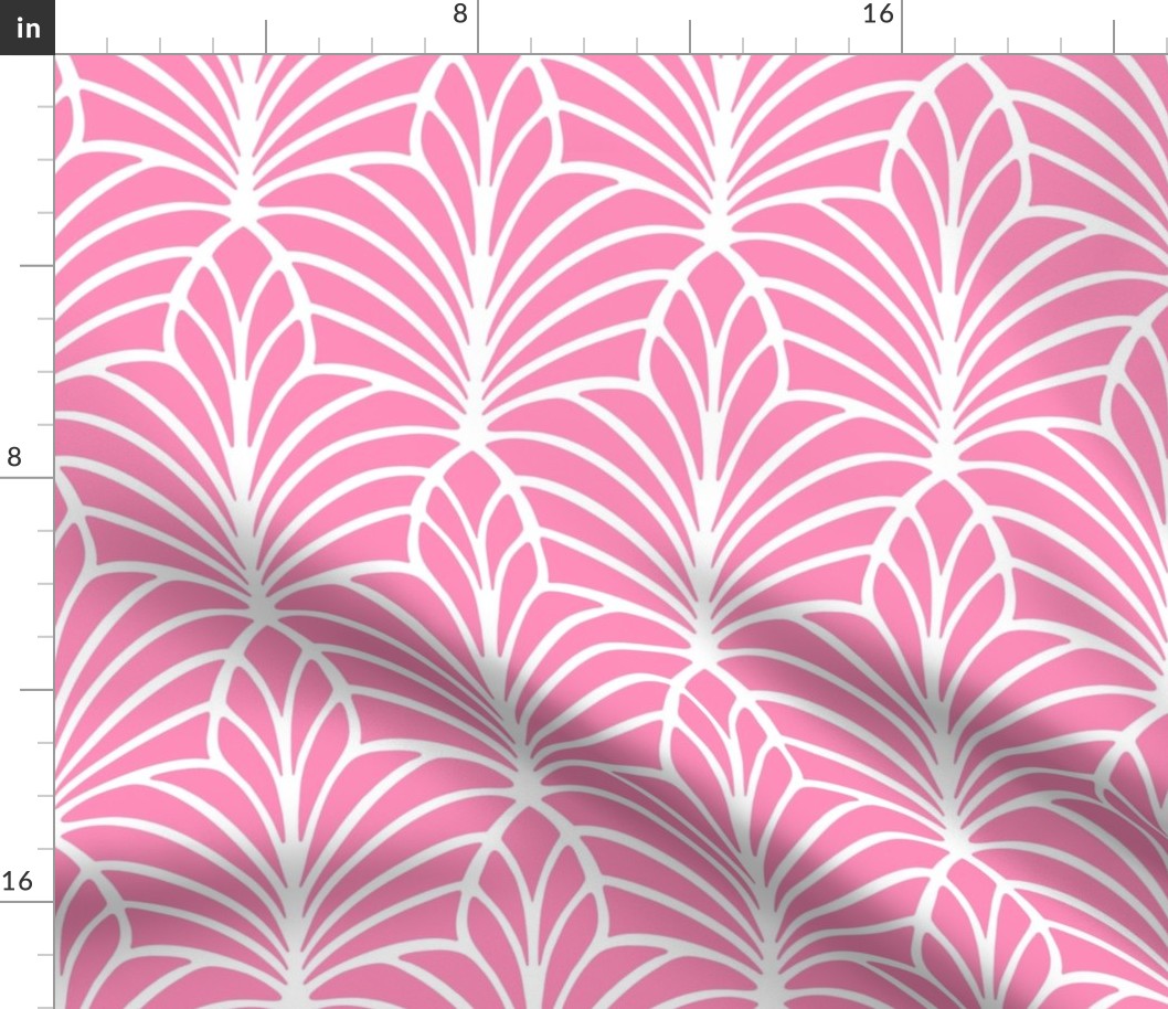 Tropical Pink Palm Beach Geometric in Candy Pink and White - Medium/Large - Pink Tropical, Dream House, Dopamine Decor