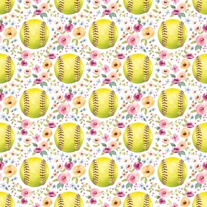 Softball Floral on White 6 inch