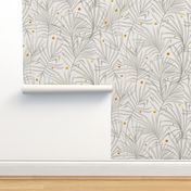 Palm leaves with golden dots. Glamorous palms. Neutral tropical and gold wallpaper. Traditional with modern twist